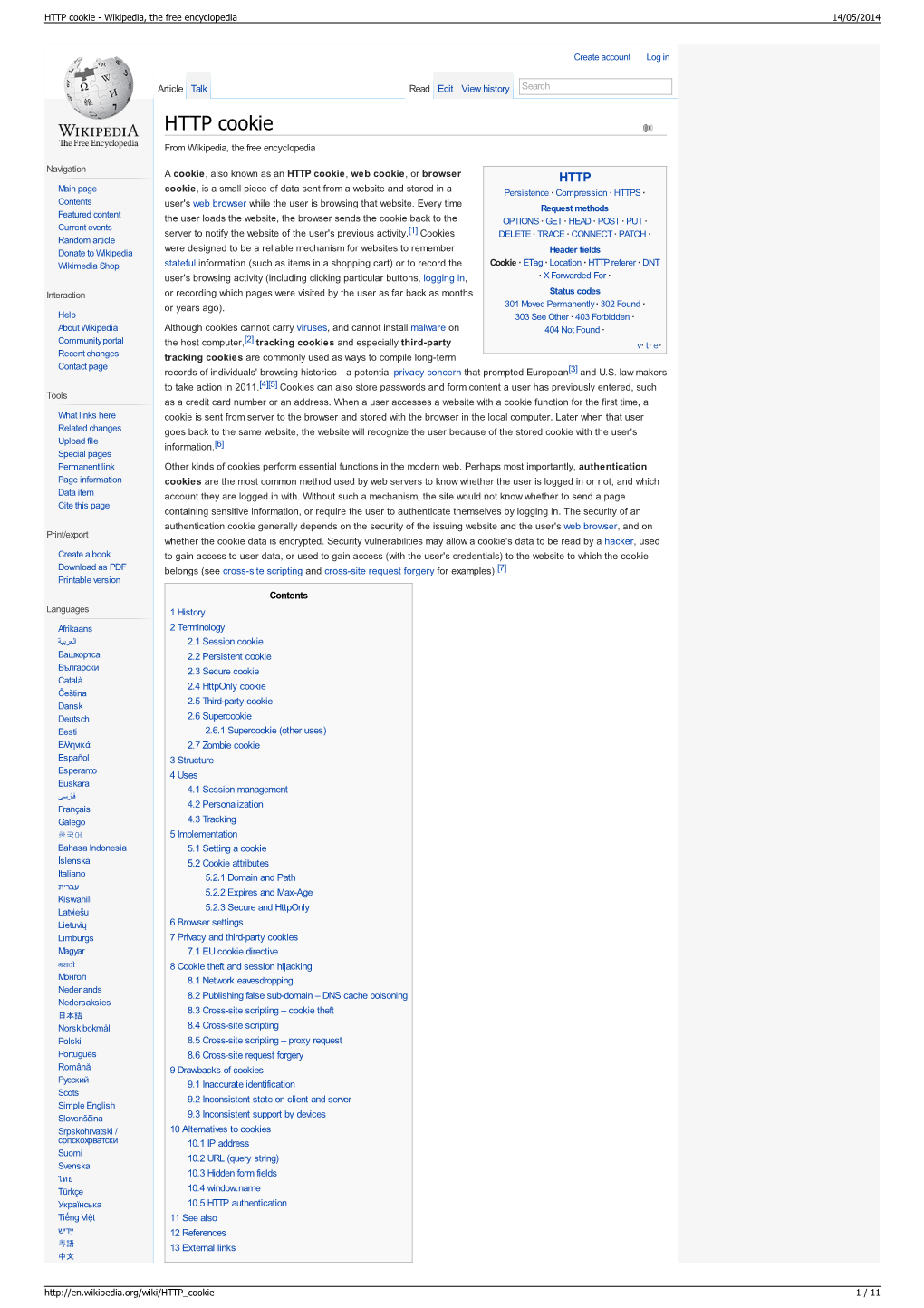 HTTP Cookie - Wikipedia, the Free Encyclopedia 14/05/2014