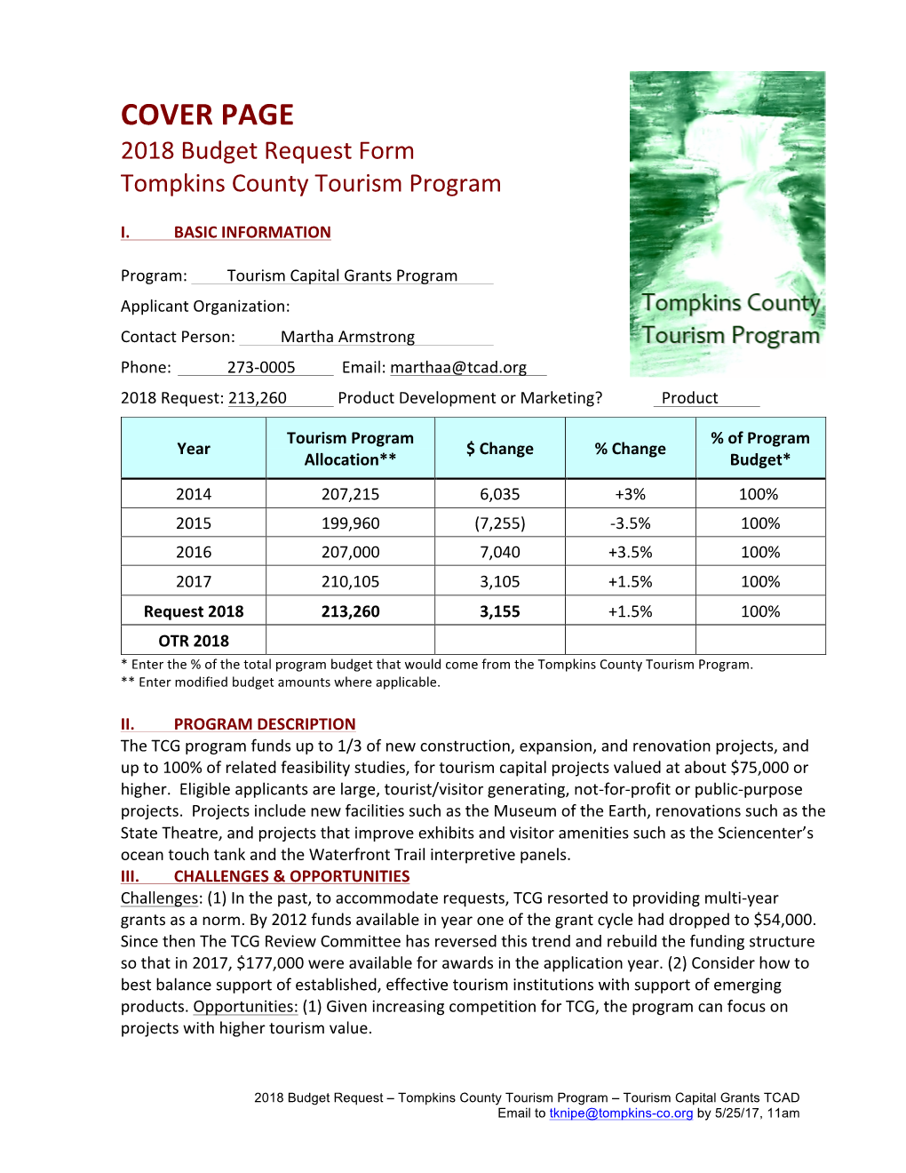 2018 Budget Request TCAD