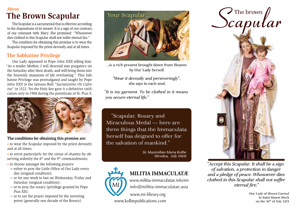 The Brown Scapular Your Scapular
