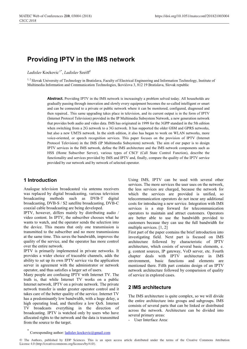 Providing IPTV in the IMS Network