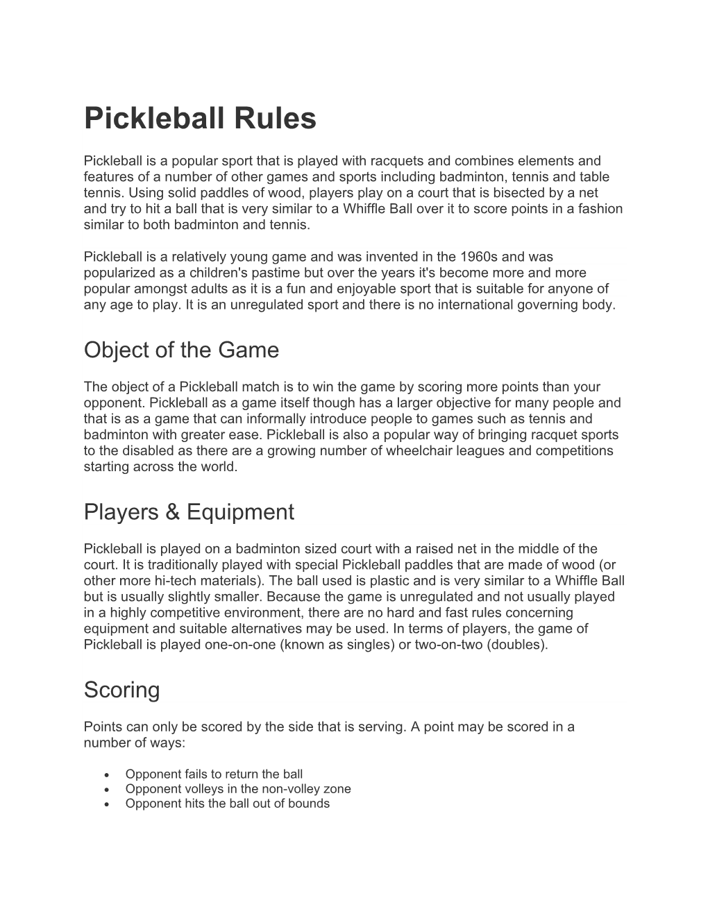 Pickleball Rules