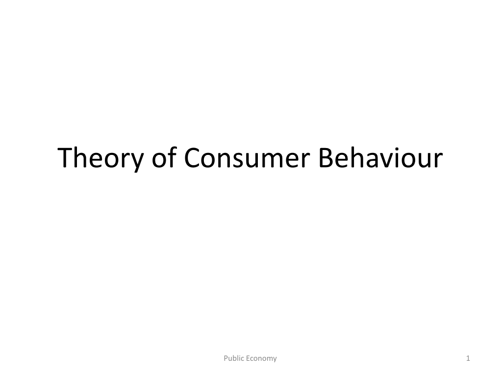 Theory of Consumer Behaviour