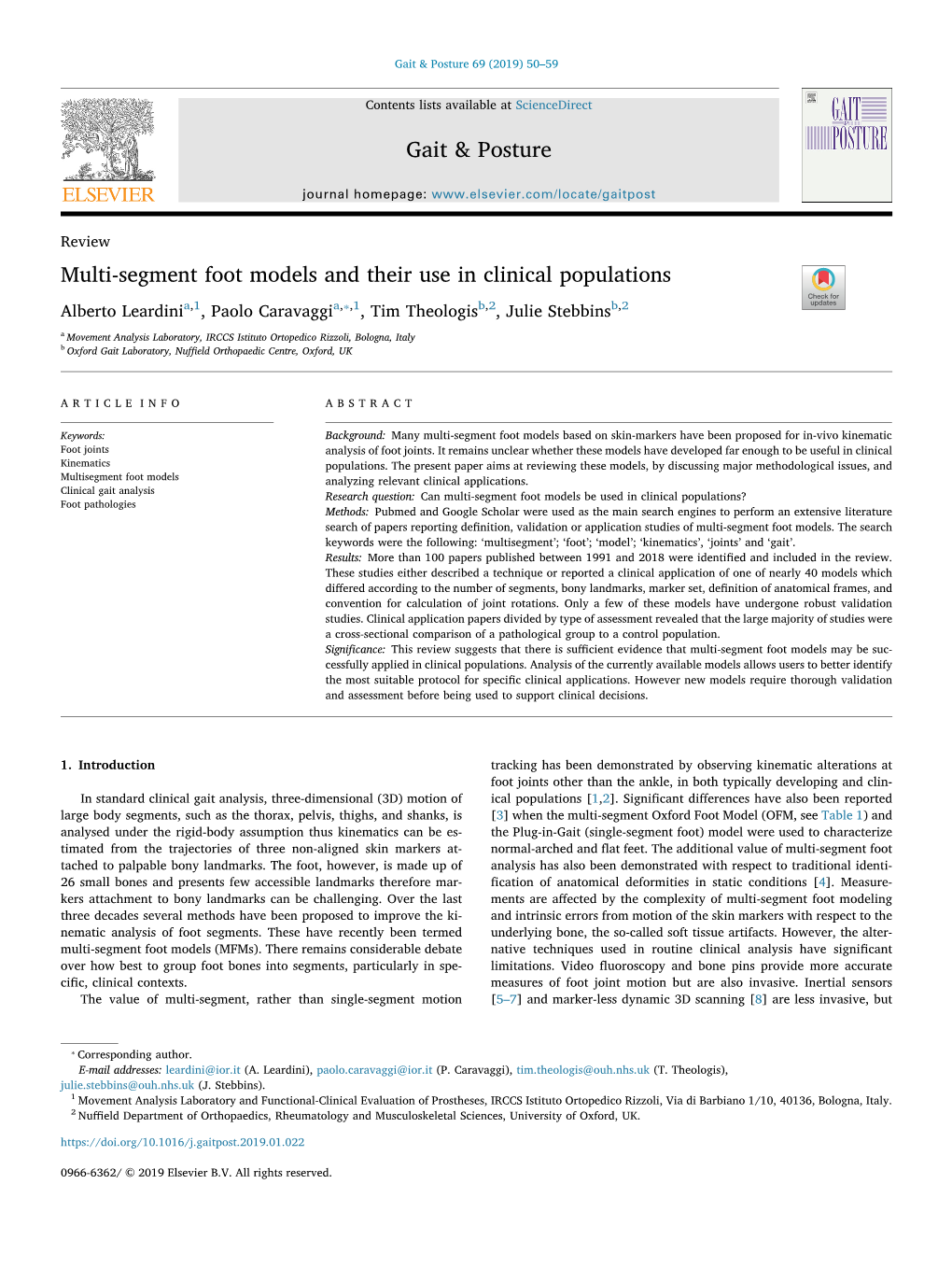 Multi-Segment Foot Models and Their Use in Clinical Populations