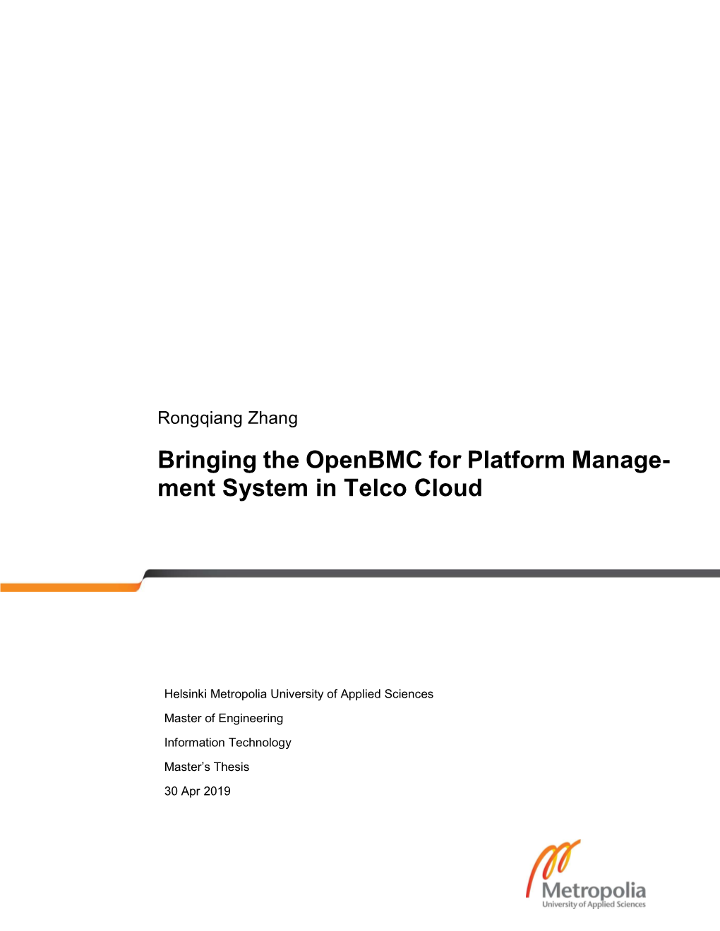 Bringing the Openbmc for Platform Manage- Ment System in Telco Cloud