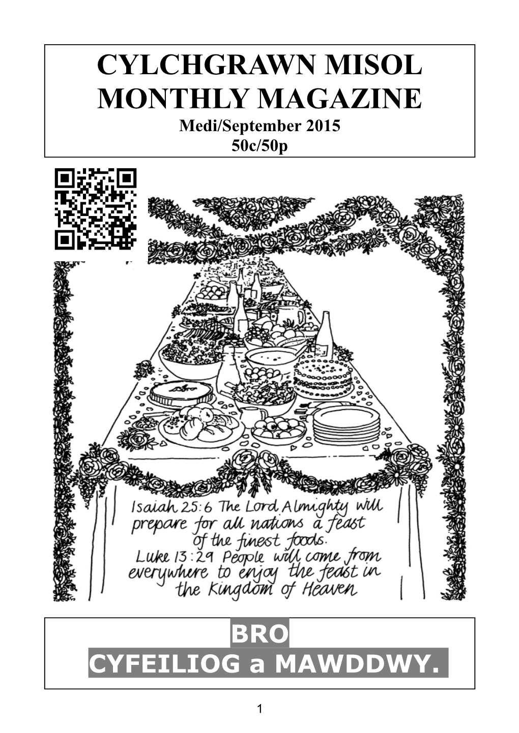 CYLCHGRAWN MISOL MONTHLY MAGAZINE Medi/September 2015 50C/50P