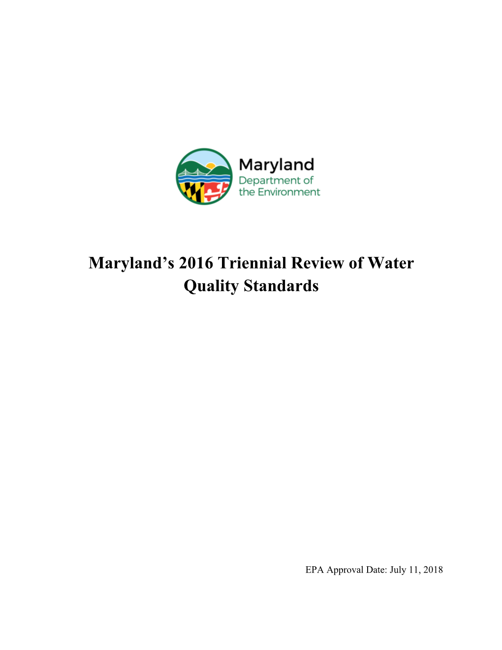 Maryland's 2016 Triennial Review of Water Quality Standards
