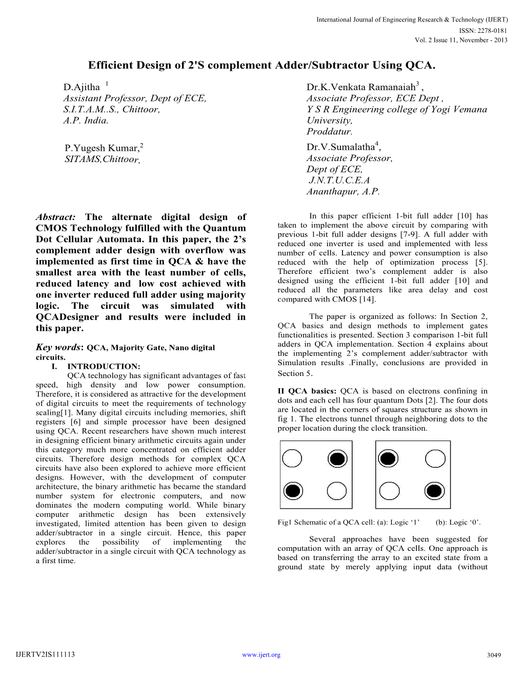 Efficient Design of 2'S Complement Adder/Subtractor Using QCA