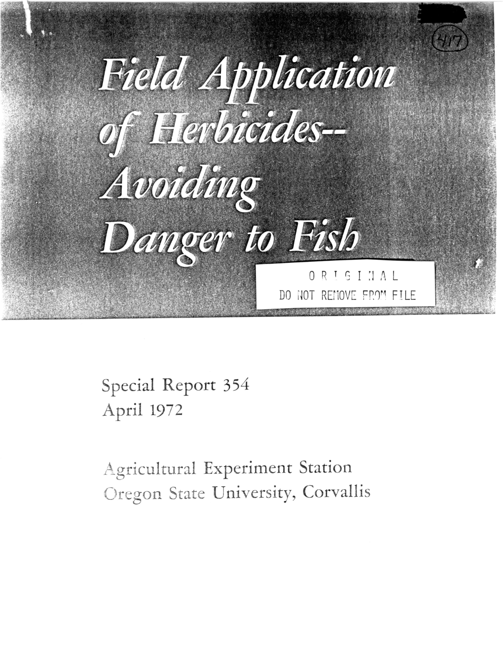 Special Report 354 April 1972 Agricultural Experiment Station