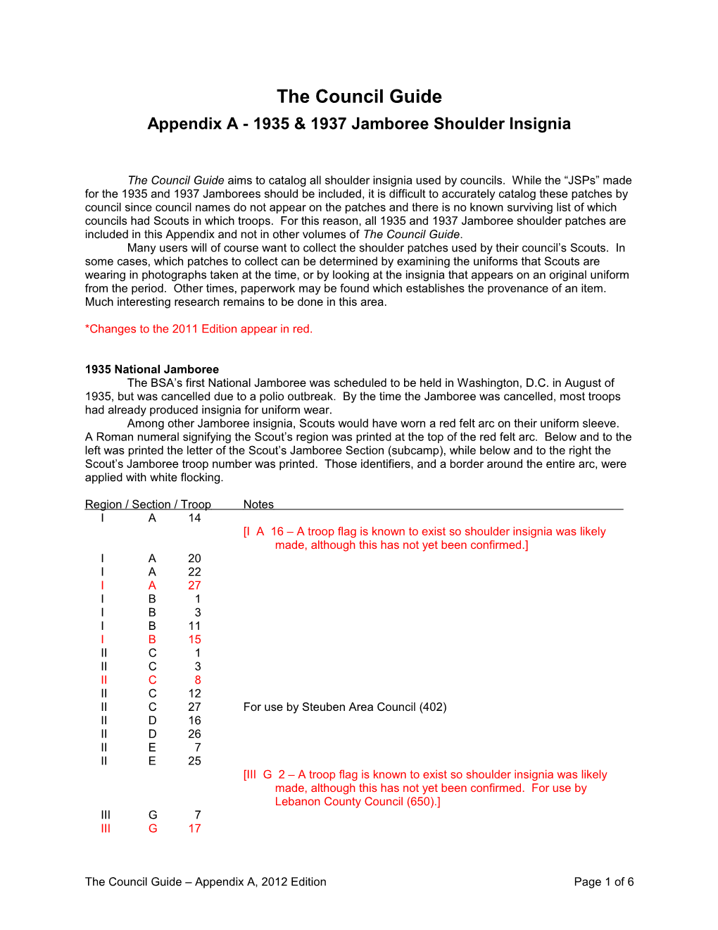 Appendix a - 1935 & 1937 Jamboree Shoulder Insignia