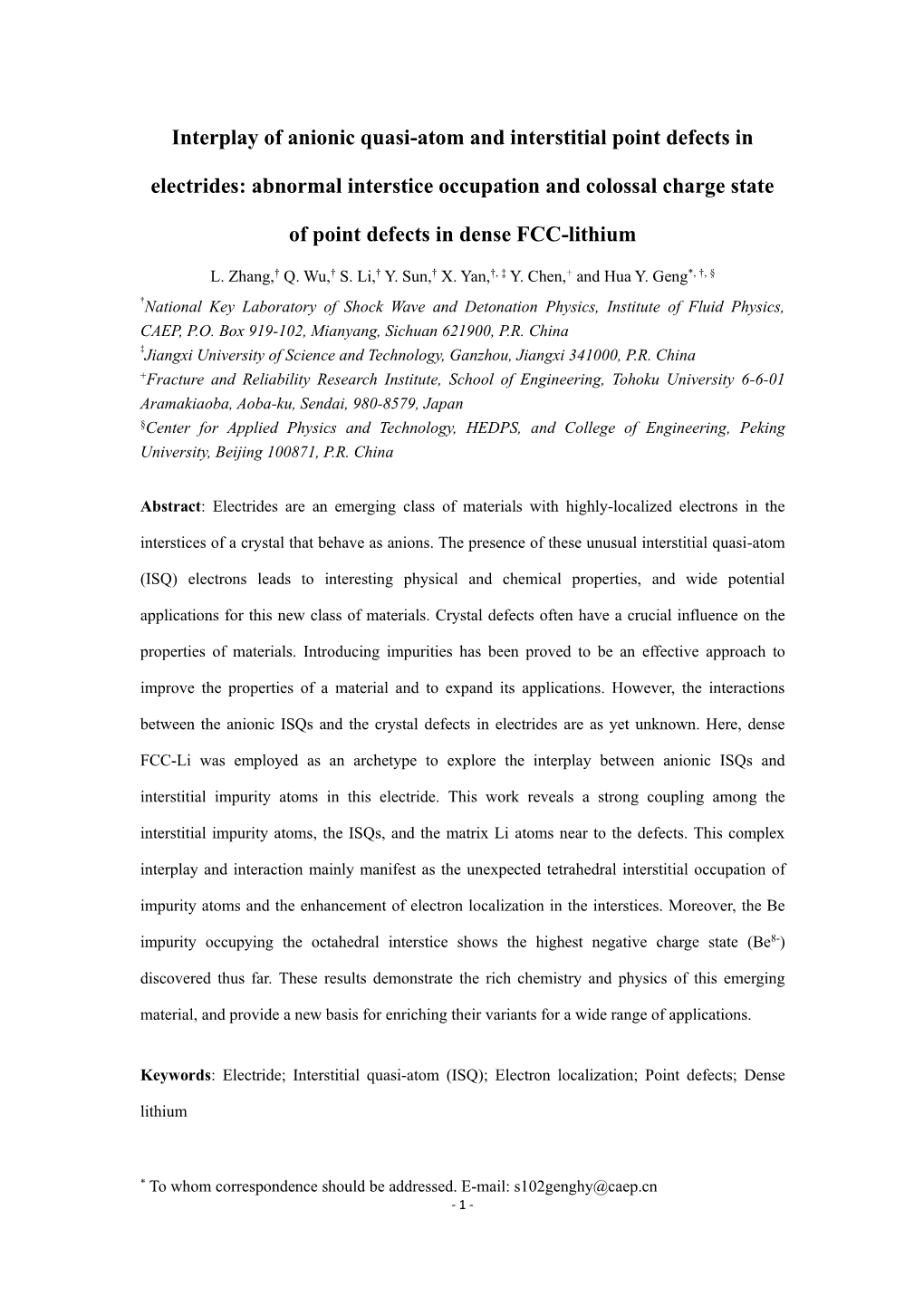 Interplay of Anionic Quasi-Atom and Interstitial Point Defects In