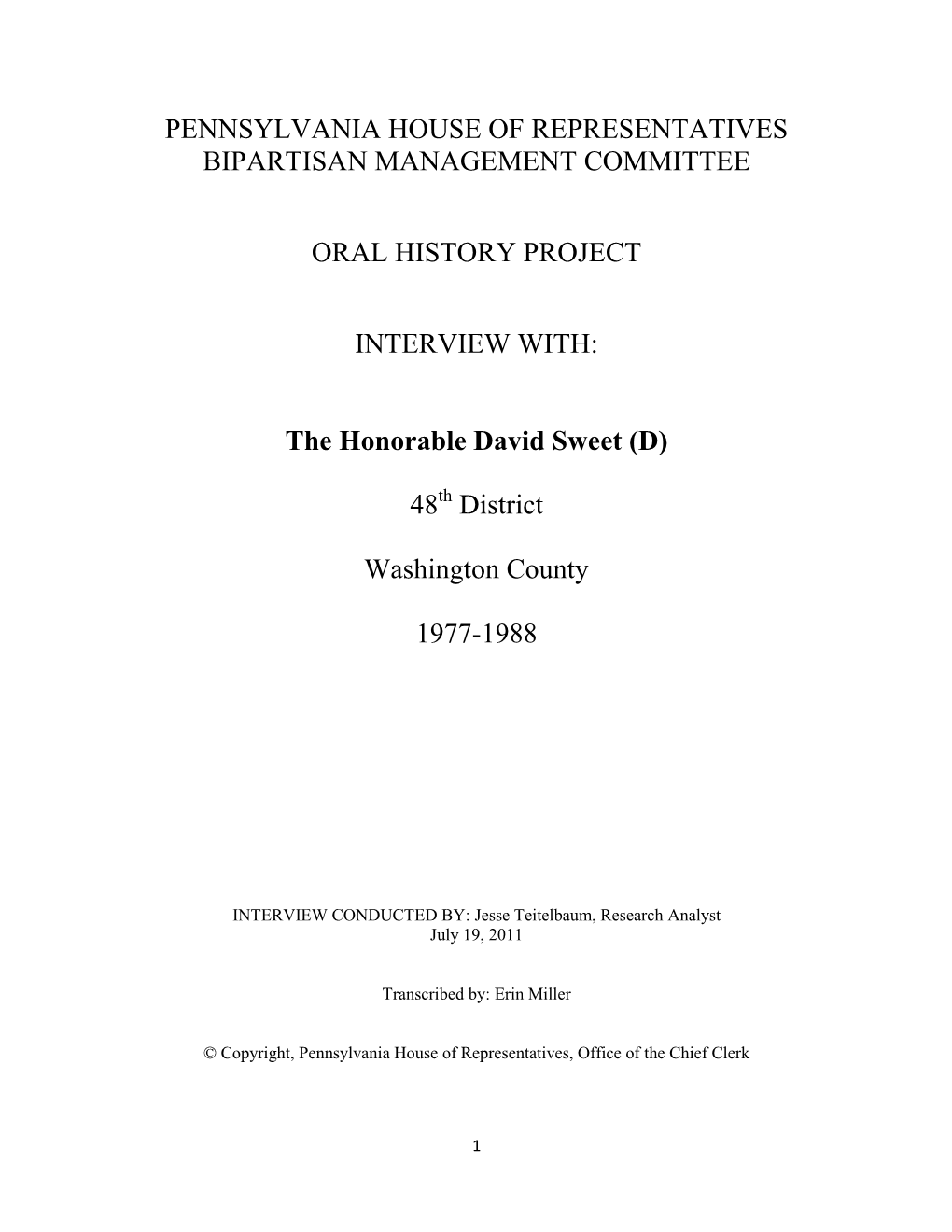 Pennsylvania House of Representatives Bipartisan Management Committee