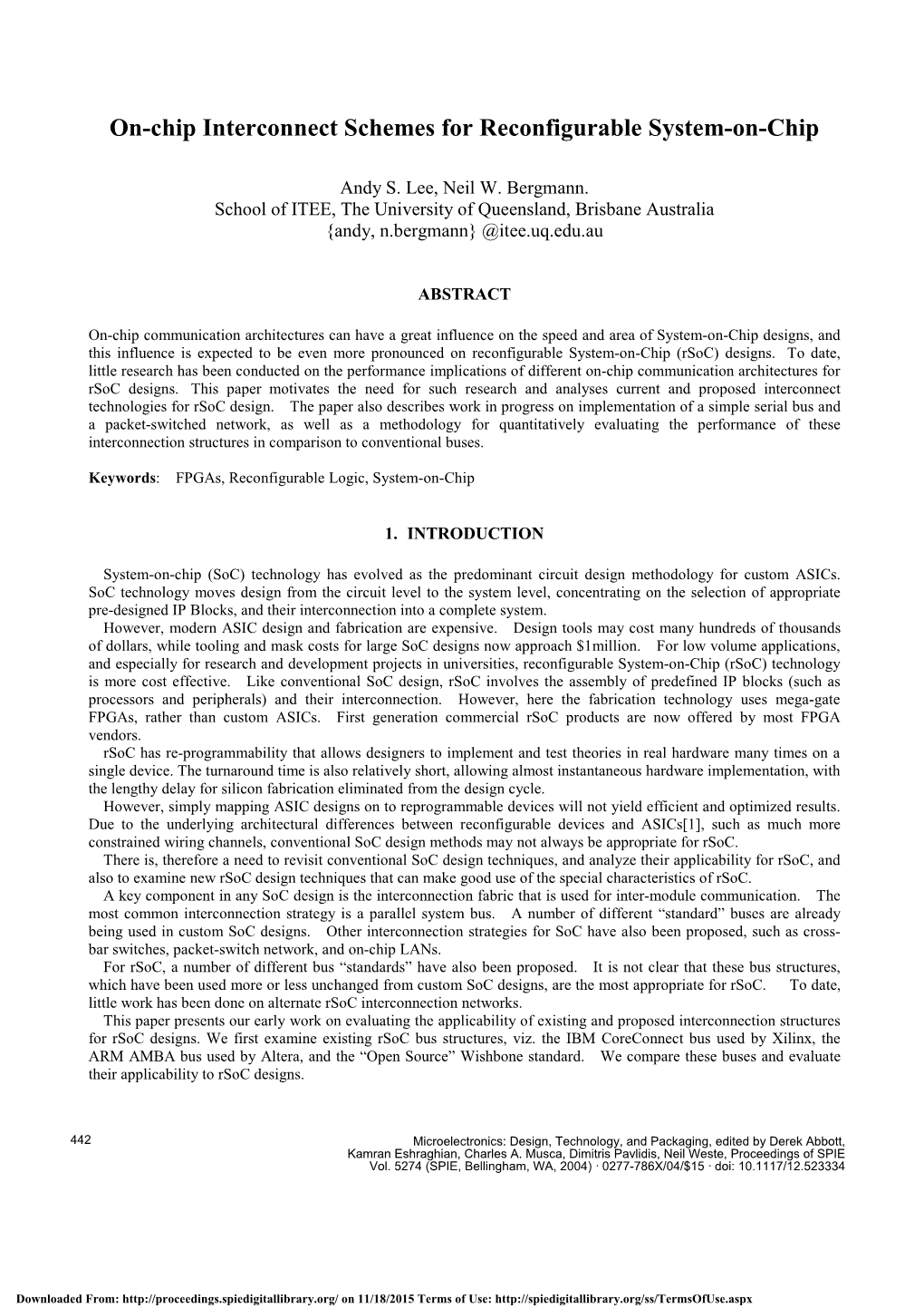 On-Chip Interconnect Schemes for Reconfigurable System-On-Chip