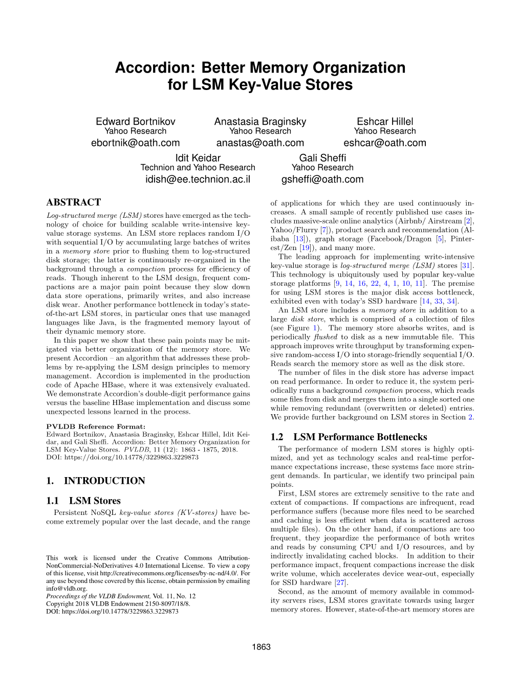 Accordion: Better Memory Organization for LSM Key-Value Stores