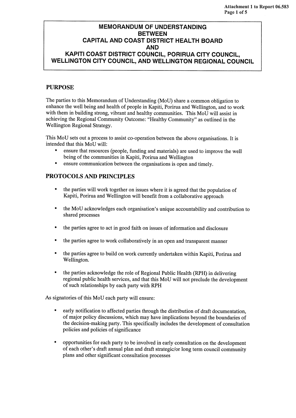 Memorandum of Understanding Between