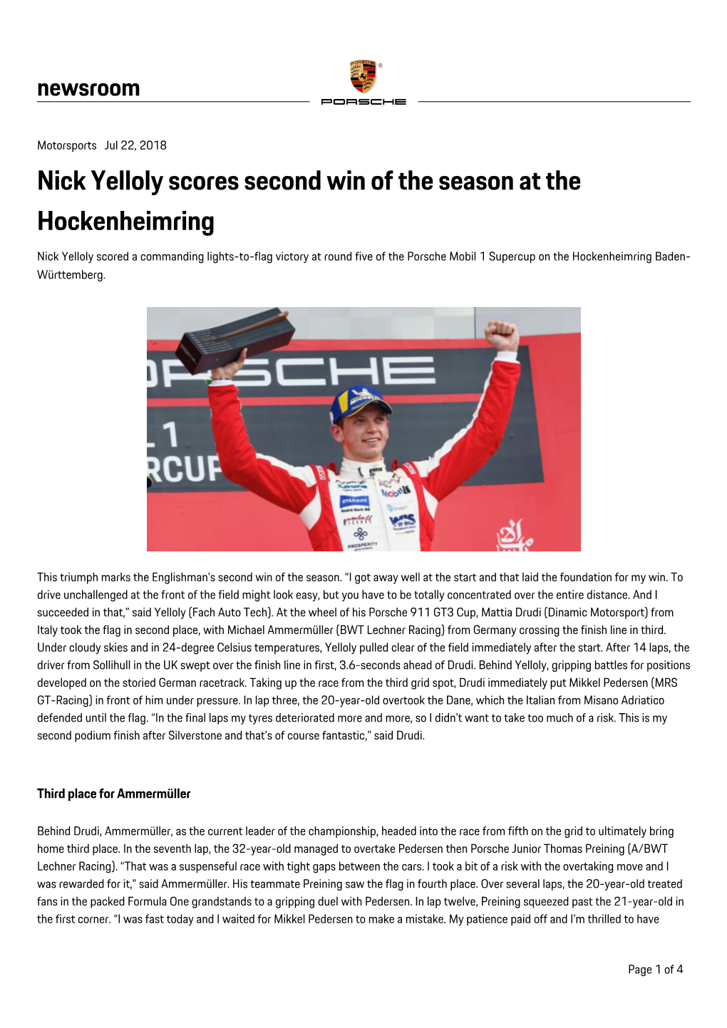 Nick Yelloly Scores Second Win of the Season at the Hockenheimring