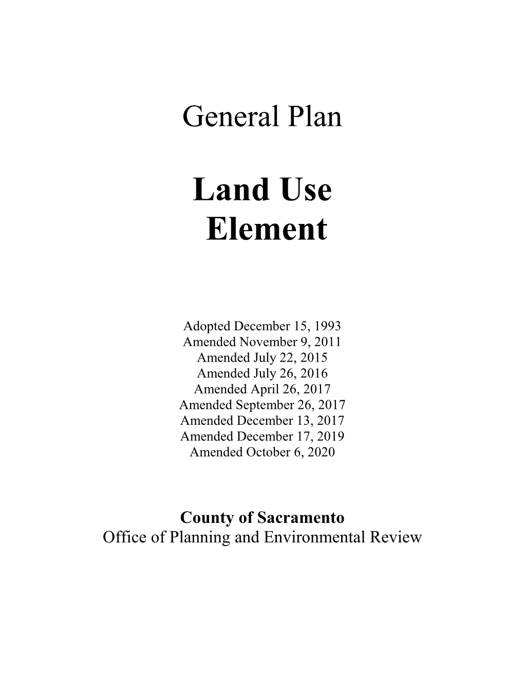 Land Use Element of the General Plan