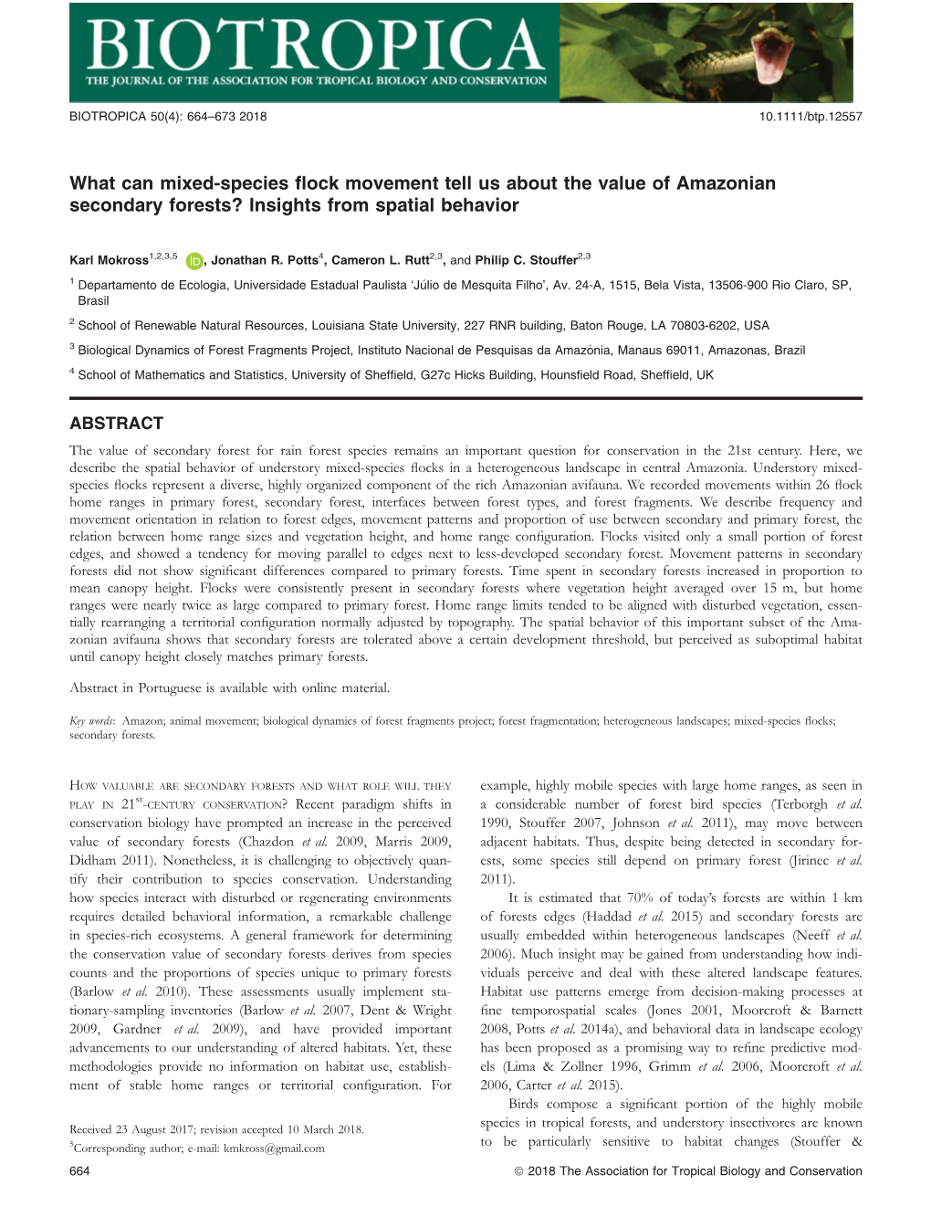 What Can Mixed‐Species Flock Movement Tell Us About the Value Of