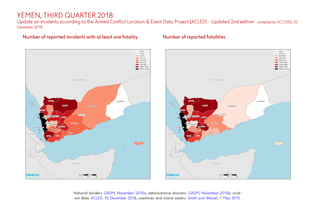 Yemen, Third Quarter 2018: Update on Incidents According to the Armed