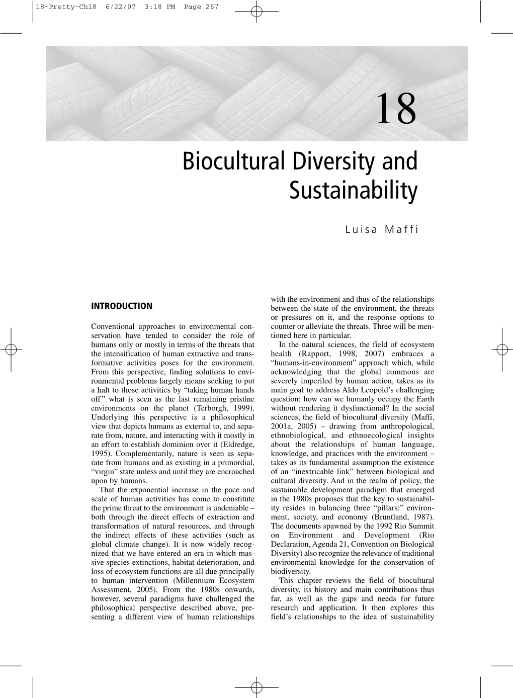 Biocultural Diversity and Sustainability