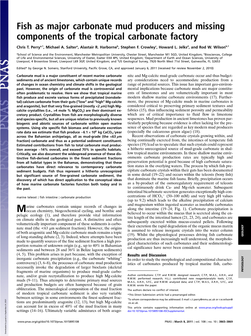 Fish As Major Carbonate Mud Producers and Missing Components of the Tropical Carbonate Factory