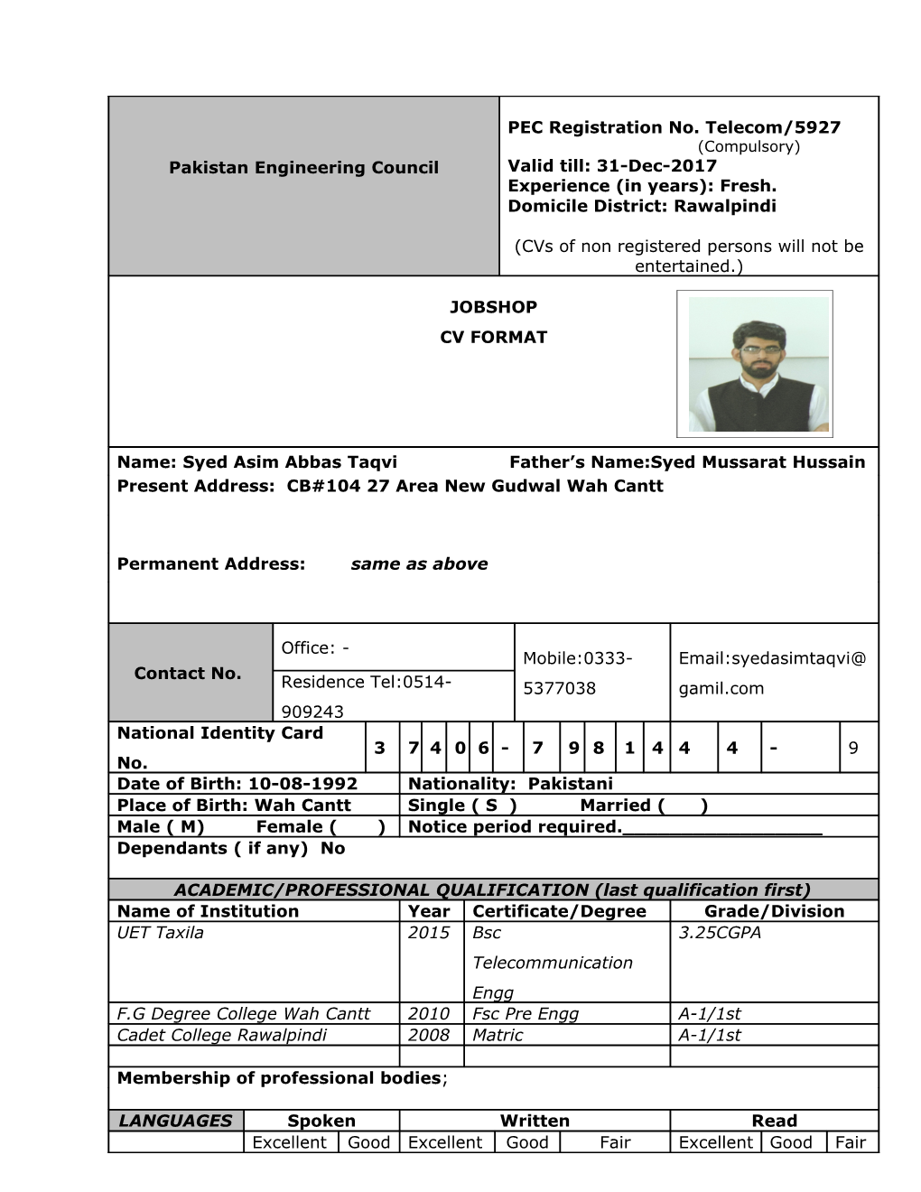 Present/Most Recent Employment s10