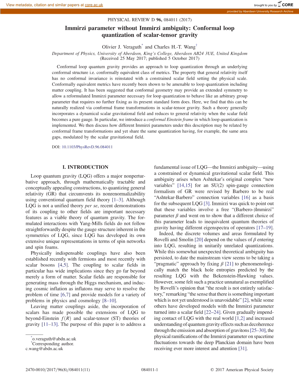 Immirzi Parameter Without Immirzi Ambiguity: Conformal Loop Quantization of Scalar-Tensor Gravity