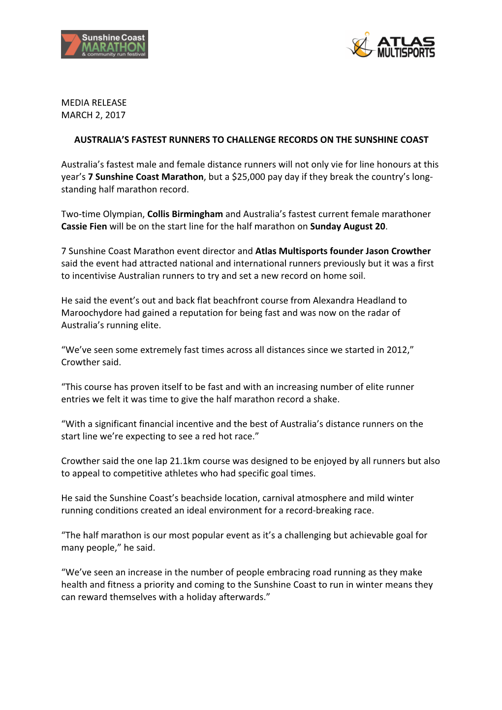 Media Release March 2, 2017 Australia's