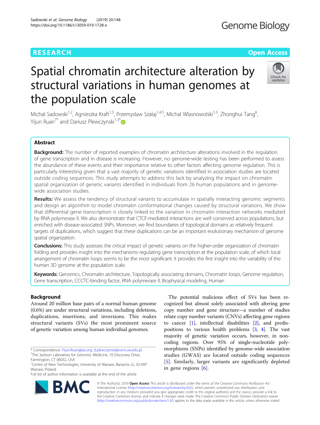 Spatial Chromatin Architecture Alteration By