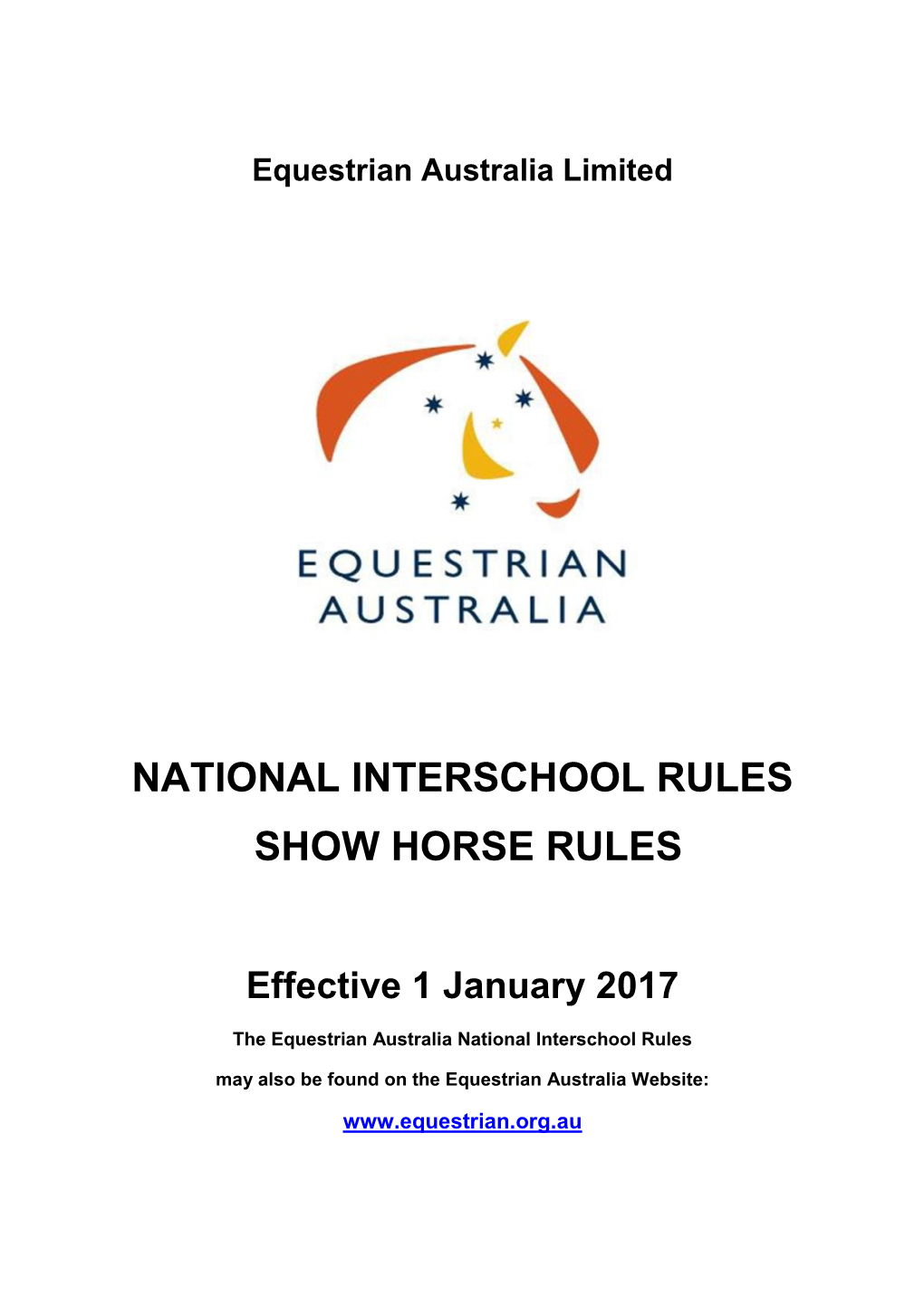 National Interschool Rules Show Horse Rules