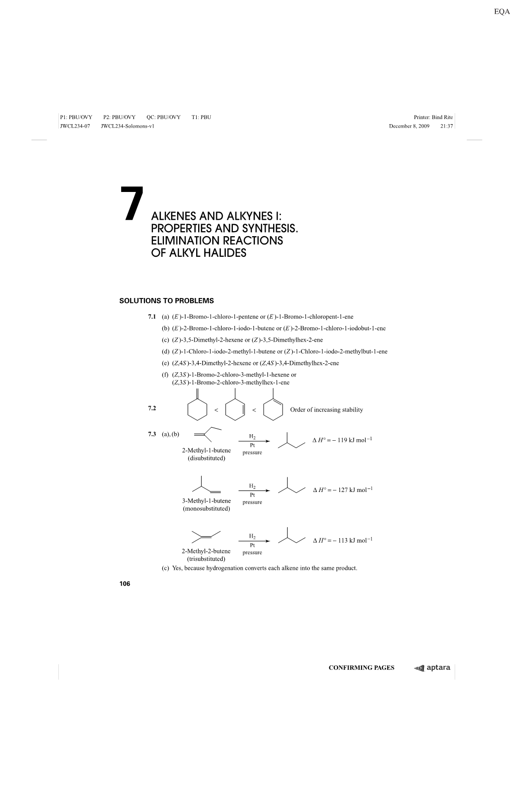 7Alkenes and Alkynes I: Properties and Synthesis