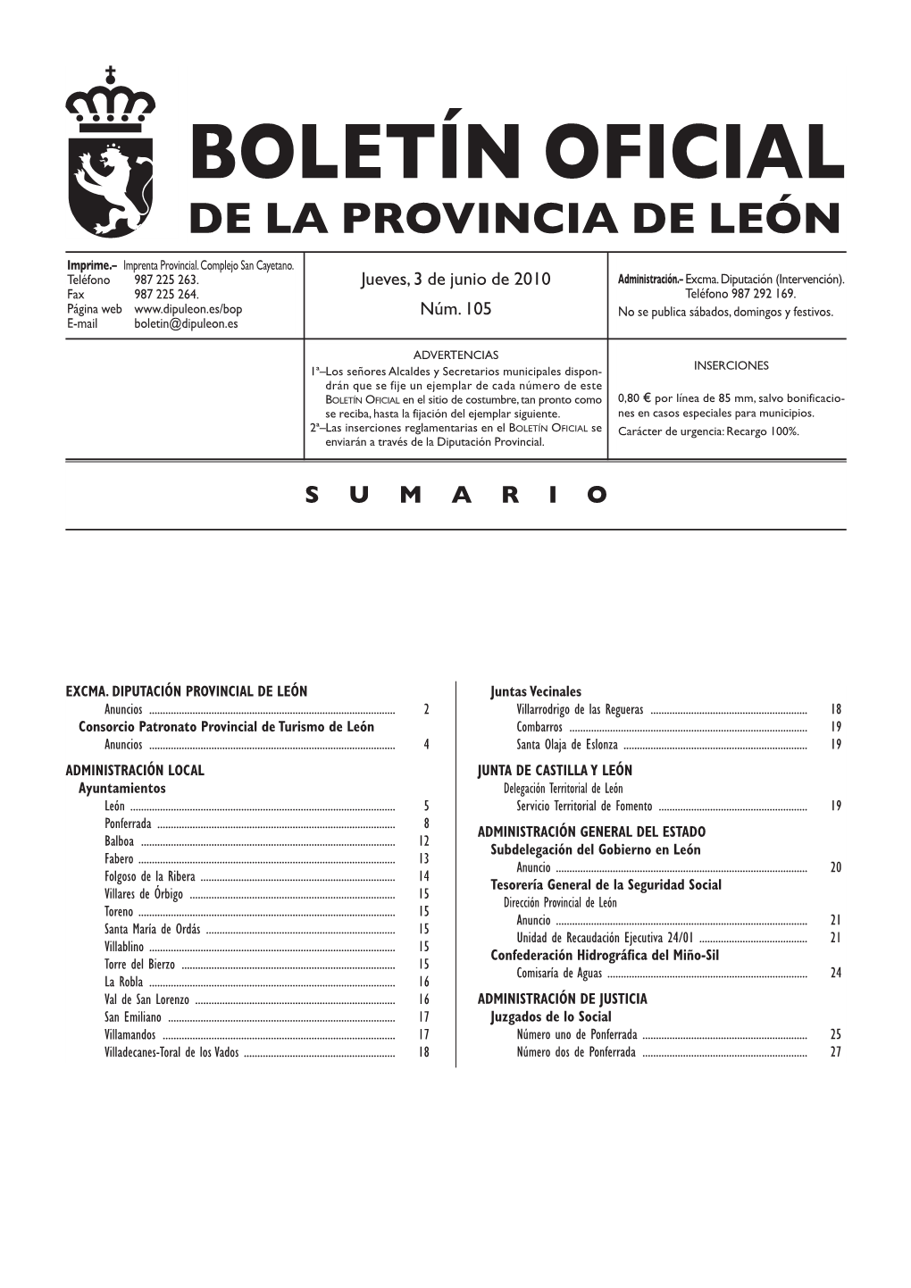 Boletín Oficial De La Provincia De León