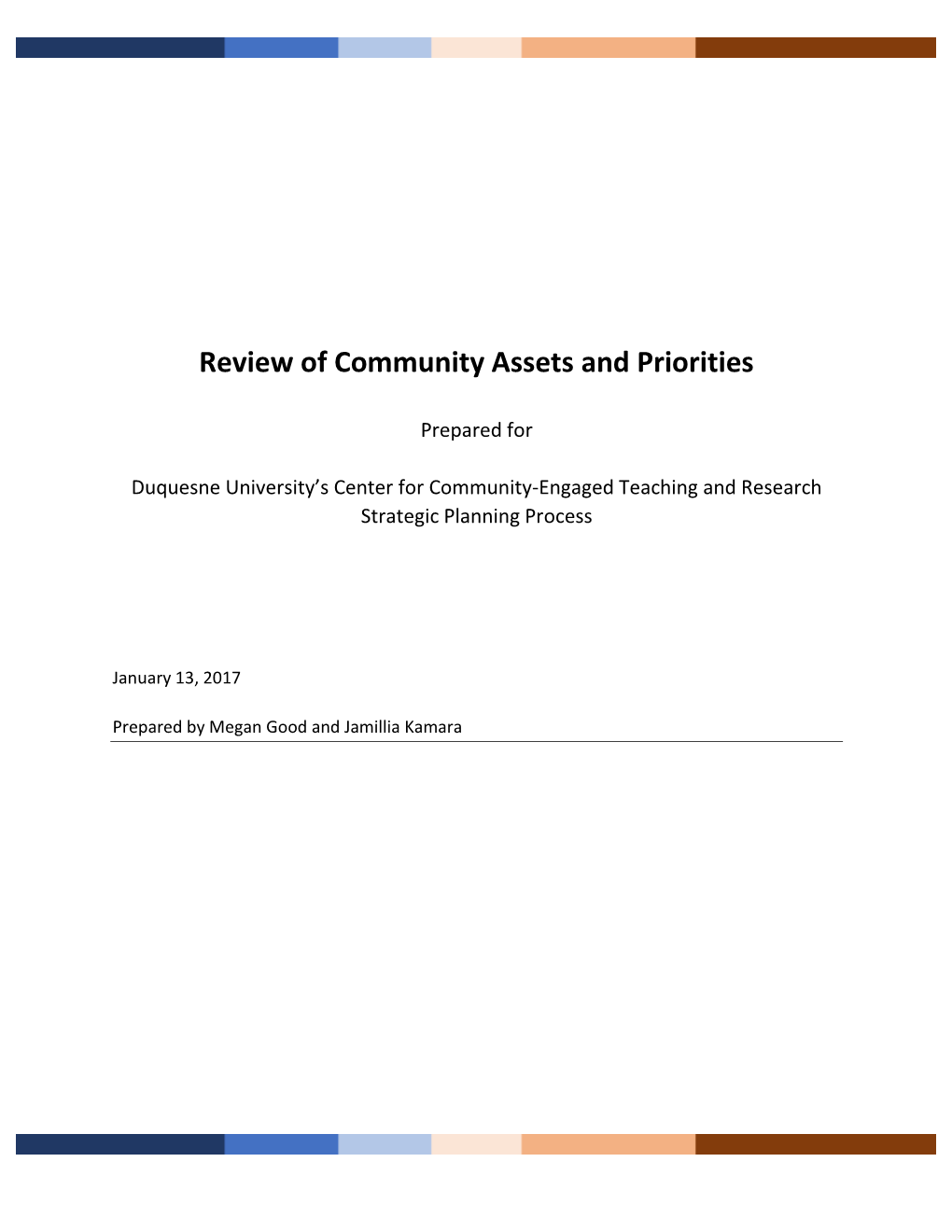 Review of Community Assets and Priorities