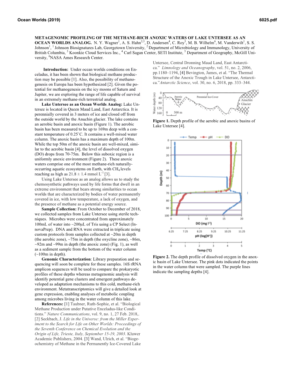 Metagenomic Profiling of the Methane-Rich Anoxic Waters of Lake Untersee As an Ocean Worlds Analog