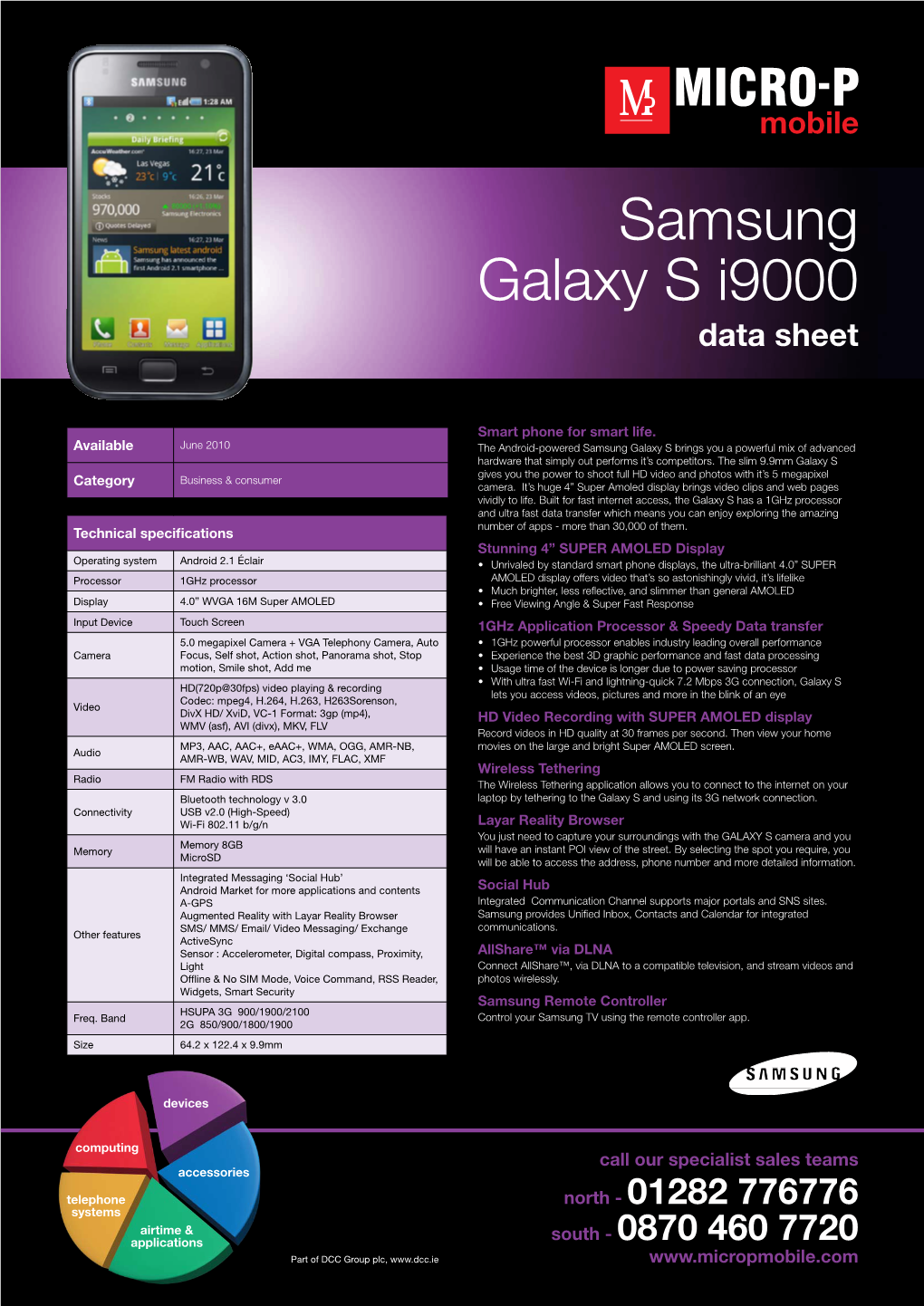 Samsung Galaxy S I9000 Data Sheet