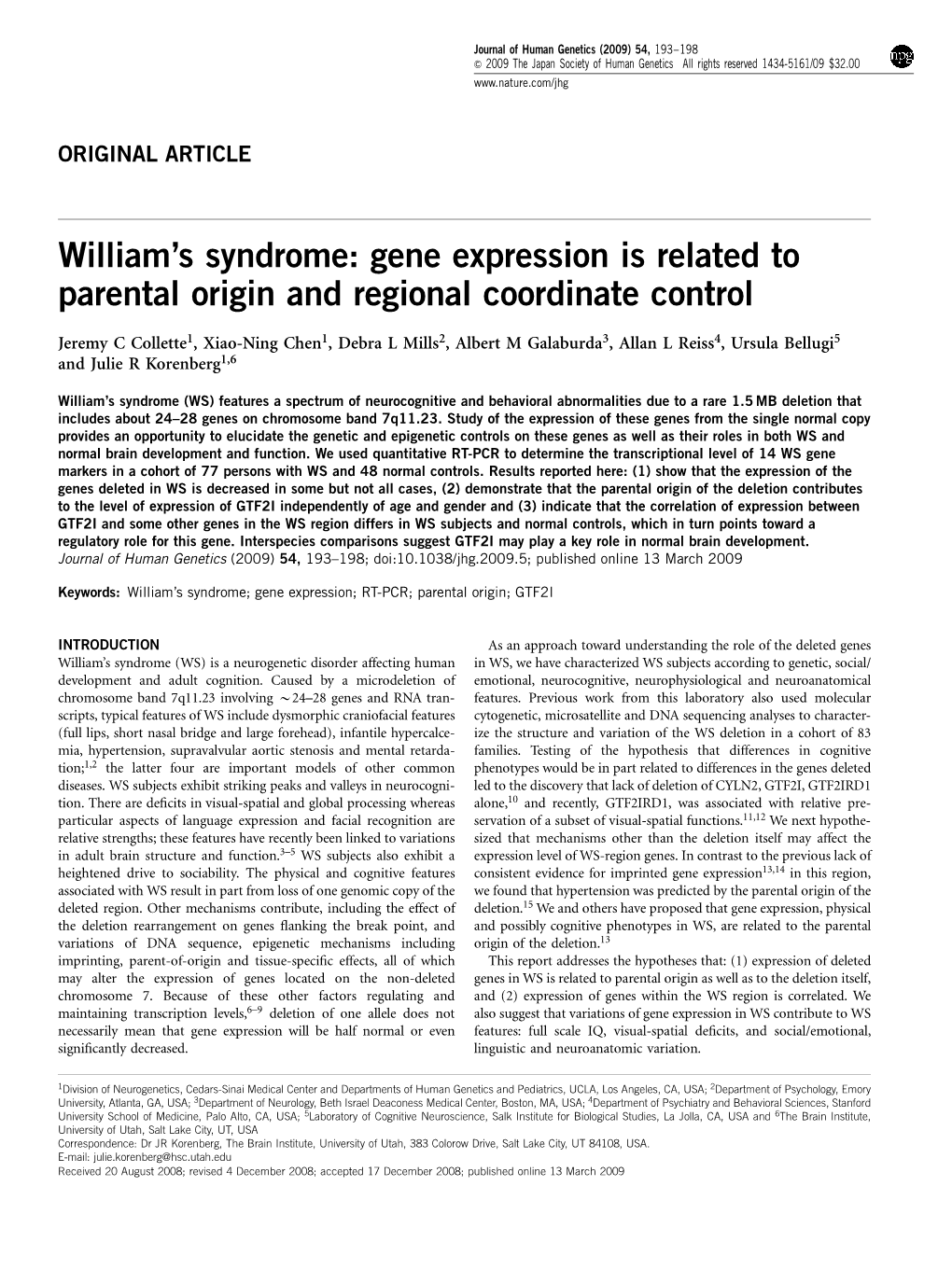 Gene Expression Is Related to Parental Origin and Regional Coordinate Control