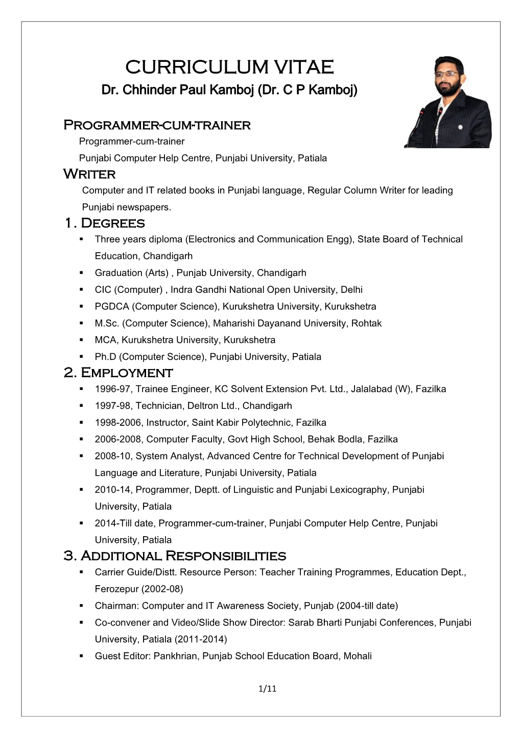 CURRICULUM VITAE Dr