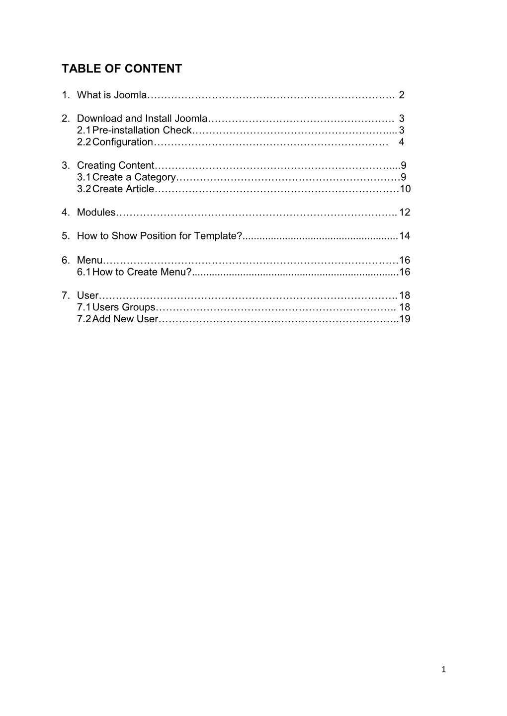 Table of Content