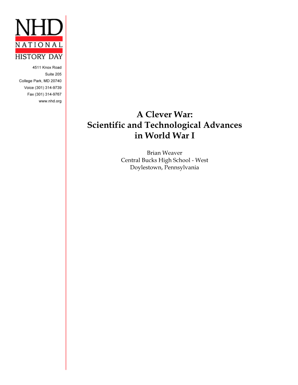 Scientific and Technological Advances in World War I