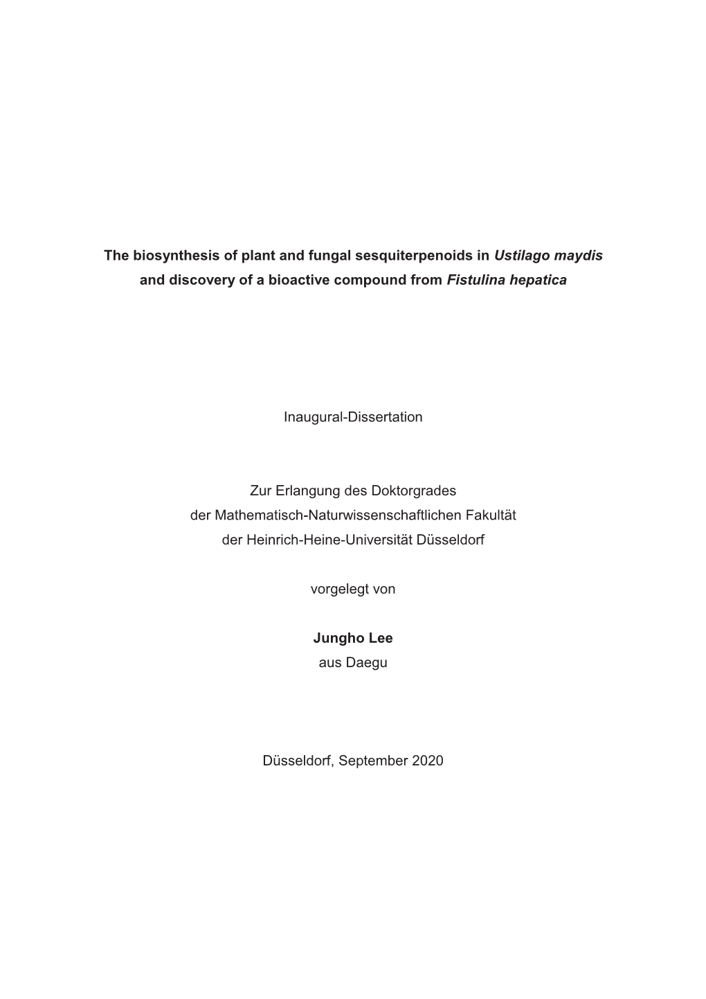 The Biosynthesis of Plant and Fungal Sesquiterpenoids in Ustilago Maydis and Discovery of a Bioactive Compound from Fistulina Hepatica