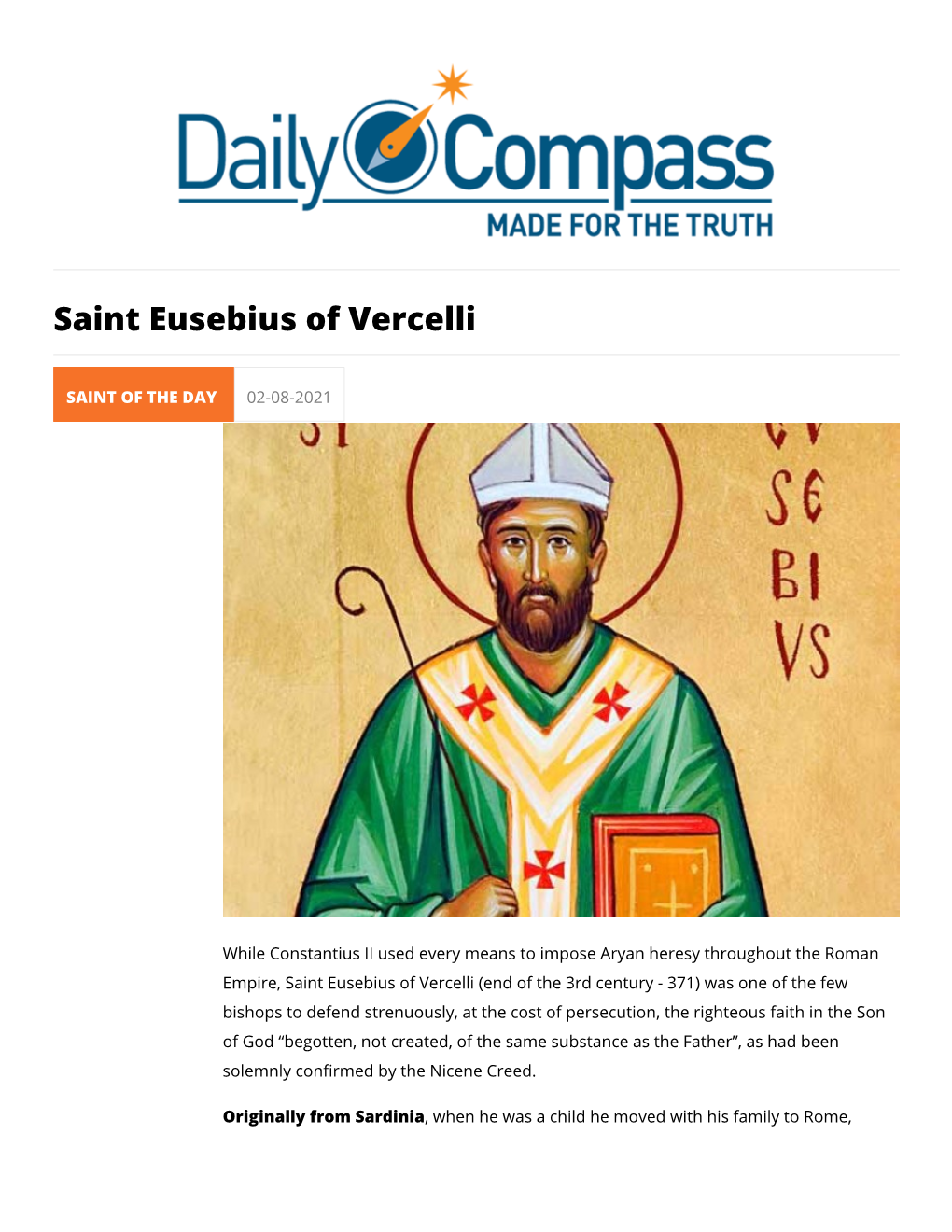 Saint Eusebius of Vercelli