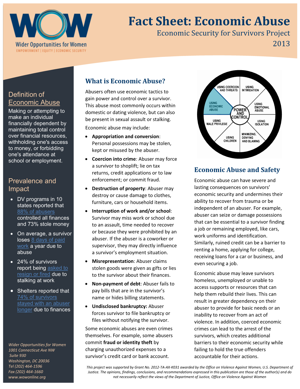 Economic Abuse Economic Security for Survivors Project
