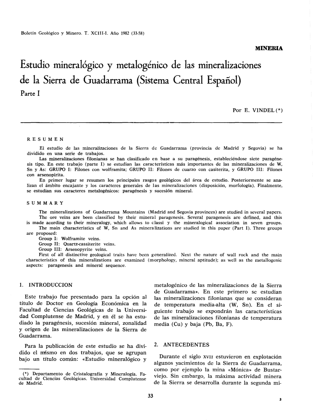 Estudio Mineralógico Y Metalogénico De Las Mineralizaciones De La Sierra