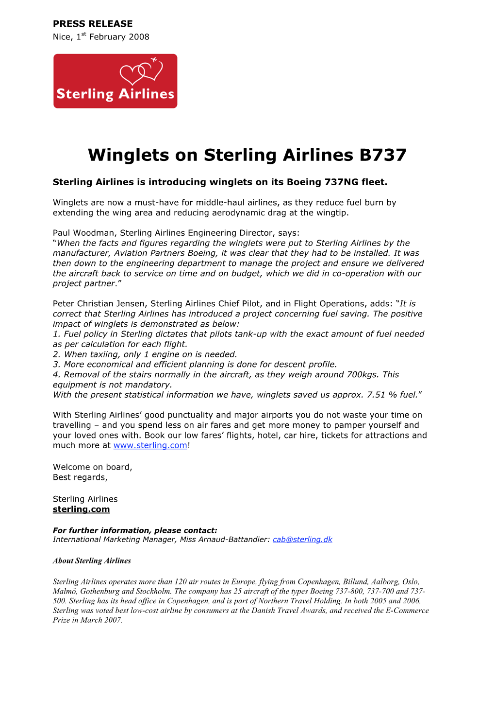 Winglets on Sterling Airlines B737