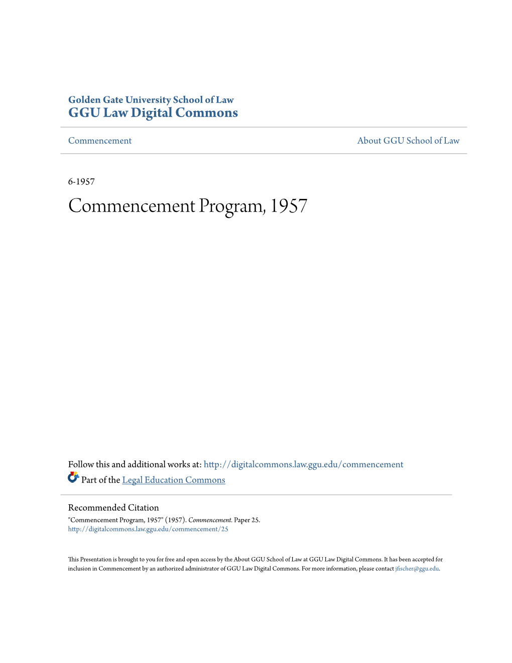 Commencement Program, 1957