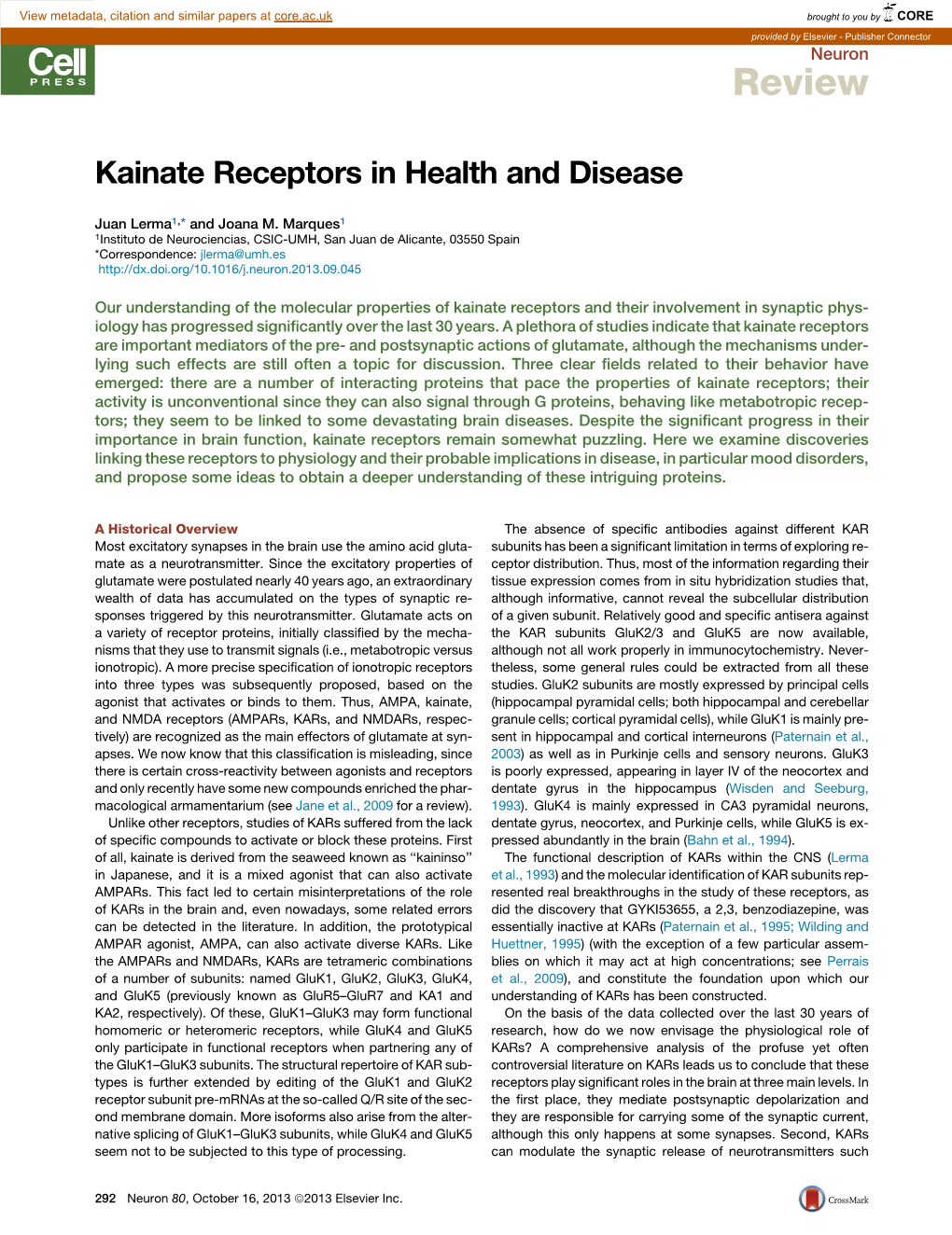 Kainate Receptors in Health and Disease