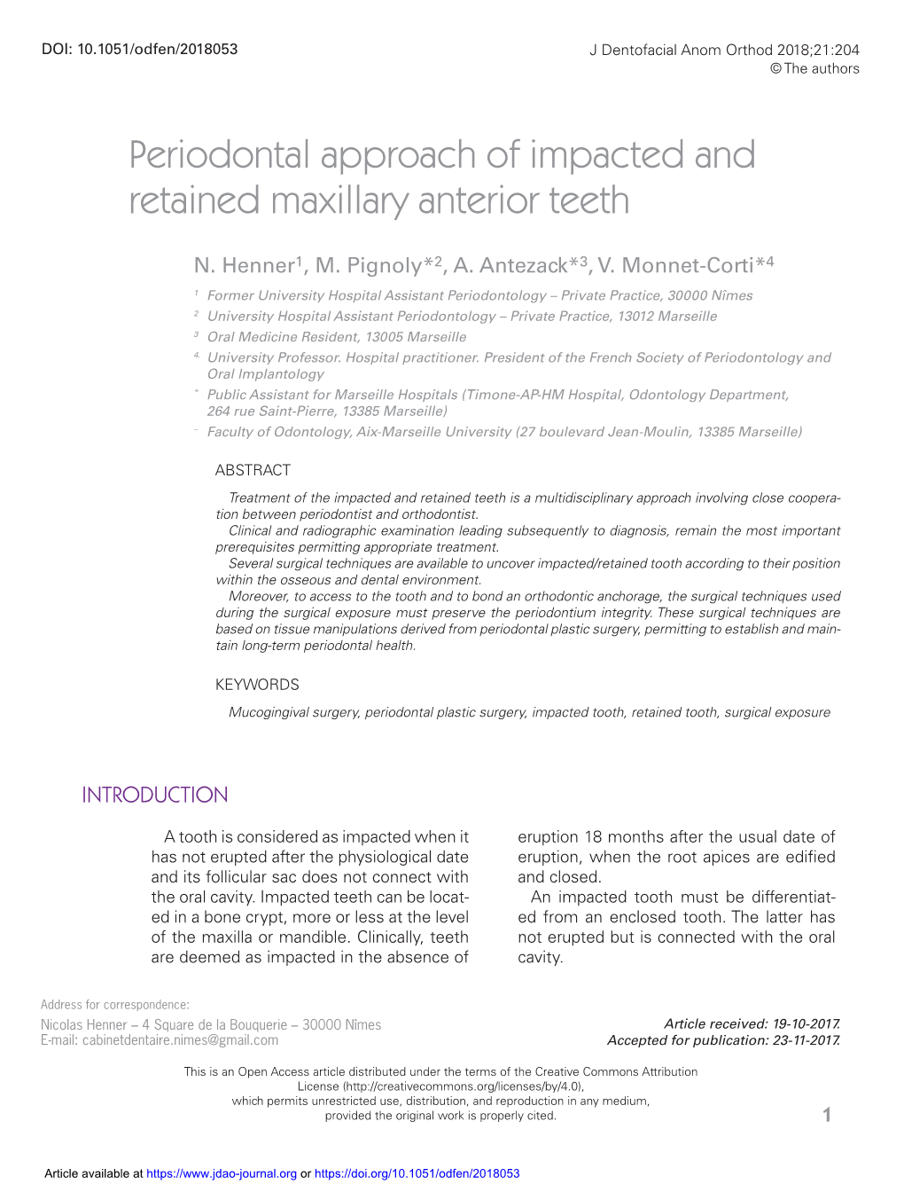 Periodontal Approach of Impacted and Retained Maxillary Anterior Teeth