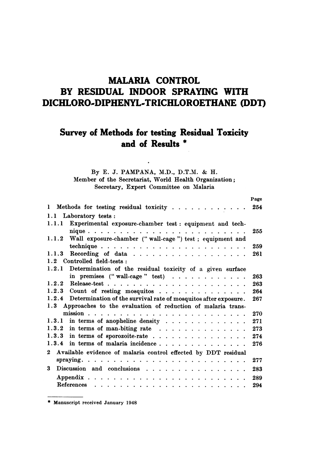(DDT) Survey of Methods for Testing Residual Toxicity