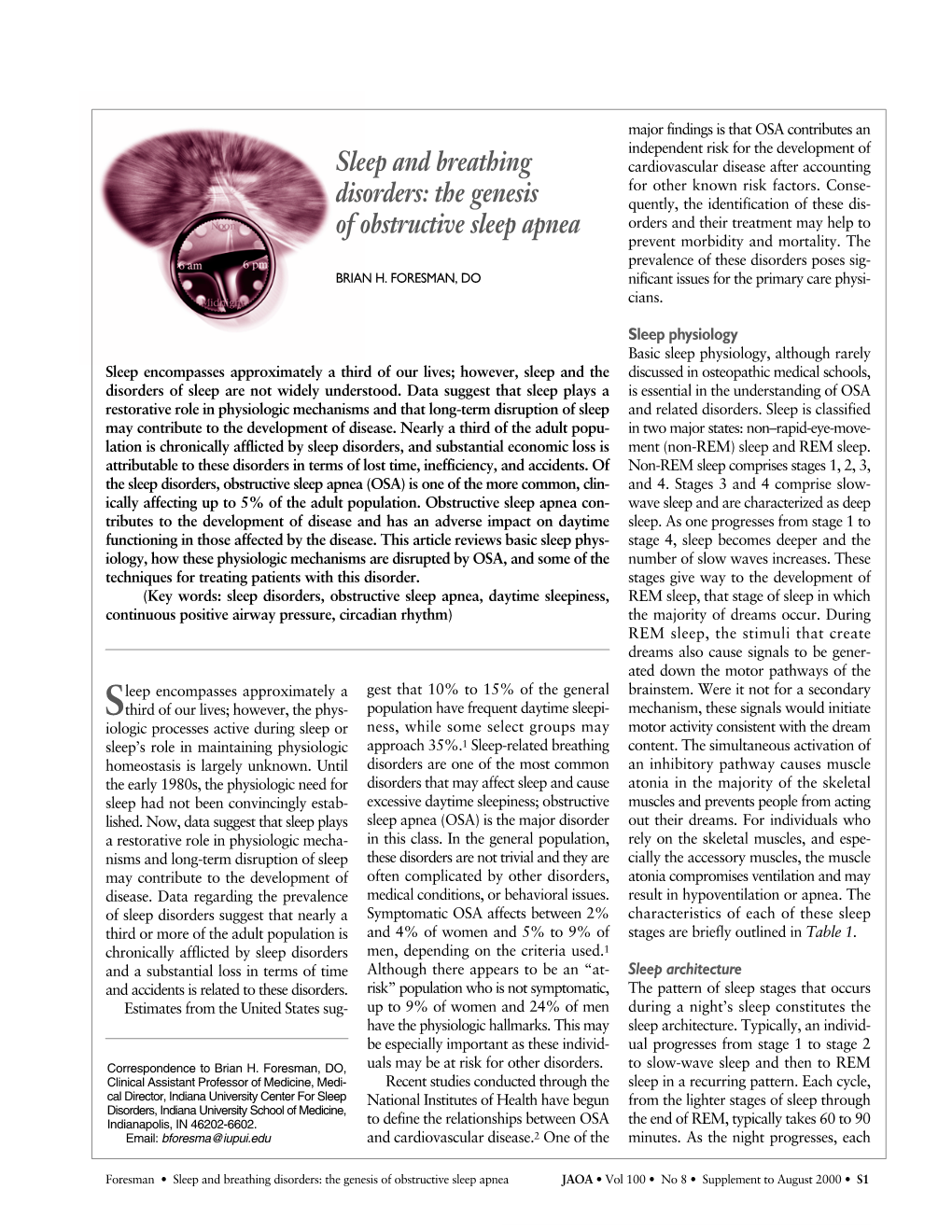 The Genesis of Obstructive Sleep Apnea JAOA • Vol 100 • No 8 • Supplement to August 2000 • S1 Table 1 Characteristics of Sleep Stages*