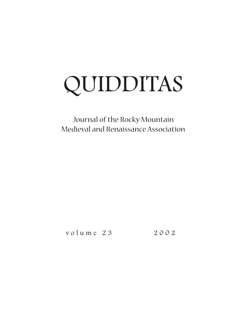 Quidditas 23 (2002)