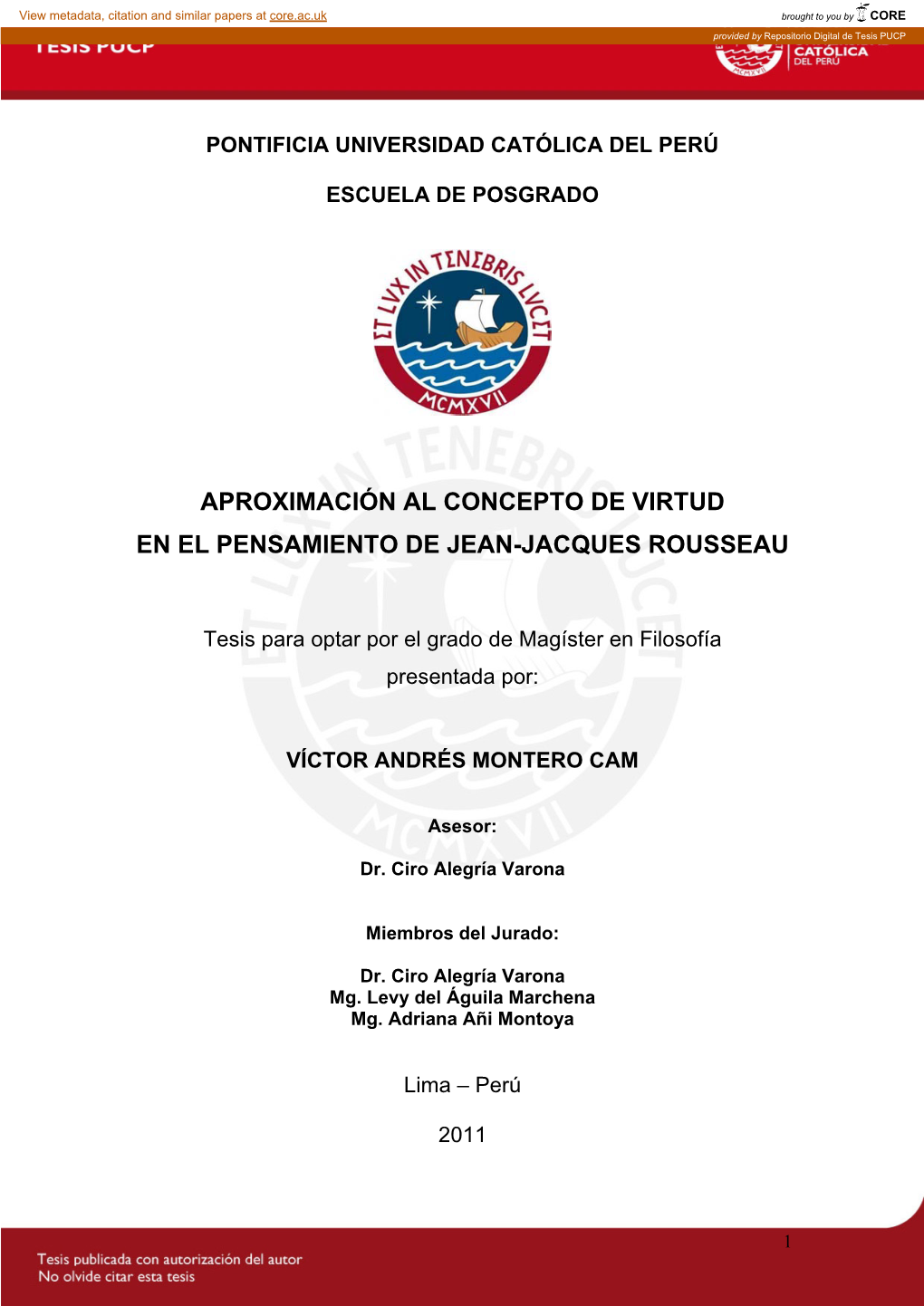 Aproximación Al Concepto De Virtud En El Pensamiento De Jean-Jacques Rousseau